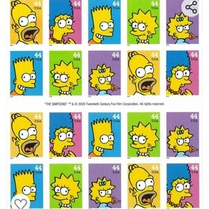 The Simpsons Sheet of 20 x 44-Cent Stamps, USA 2009, Scott 4399-4403